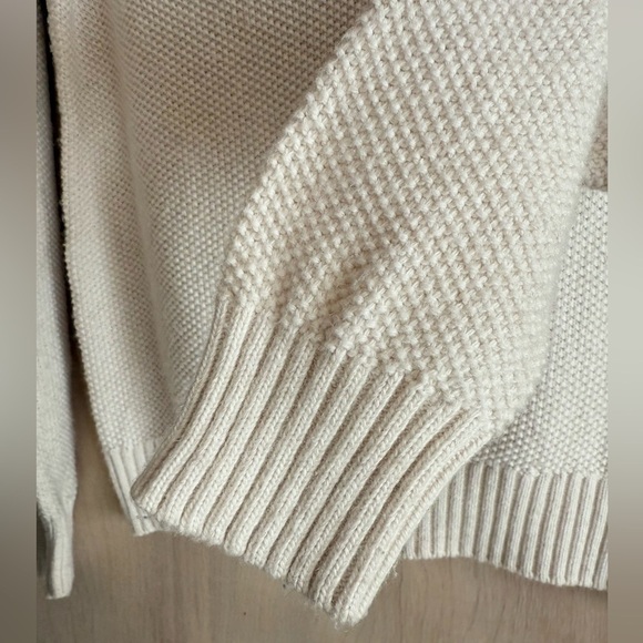 UGG Gisele Turtleneck Sweater Cream Heather Lattice Shoulder Pullover Knit Sz S - Picture 8 of 16